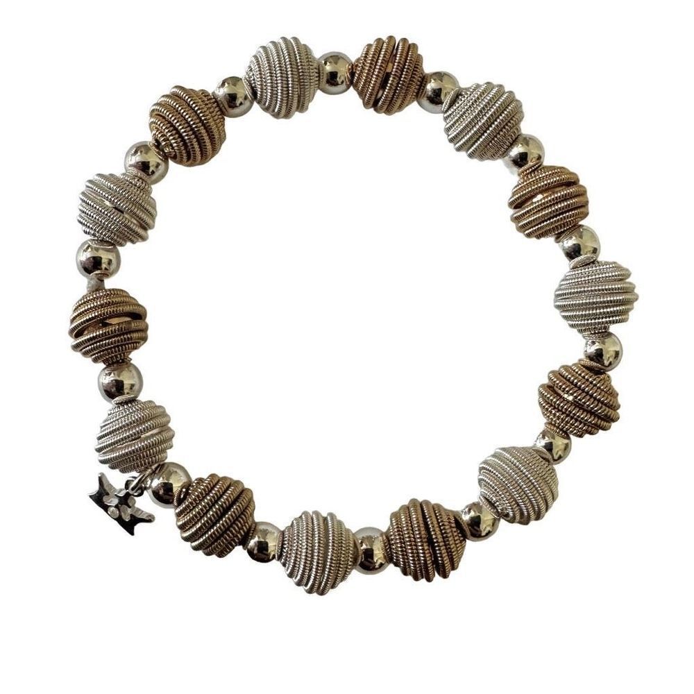 Silver and gold tone spring beads bracelet